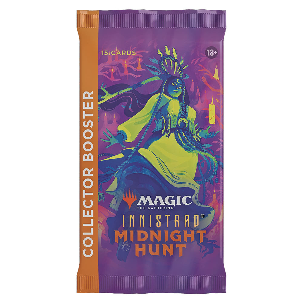 Magic: The Gathering Innistrad Midnight Hunt Collector Booster—front view highlighting a 15-card set for collectors