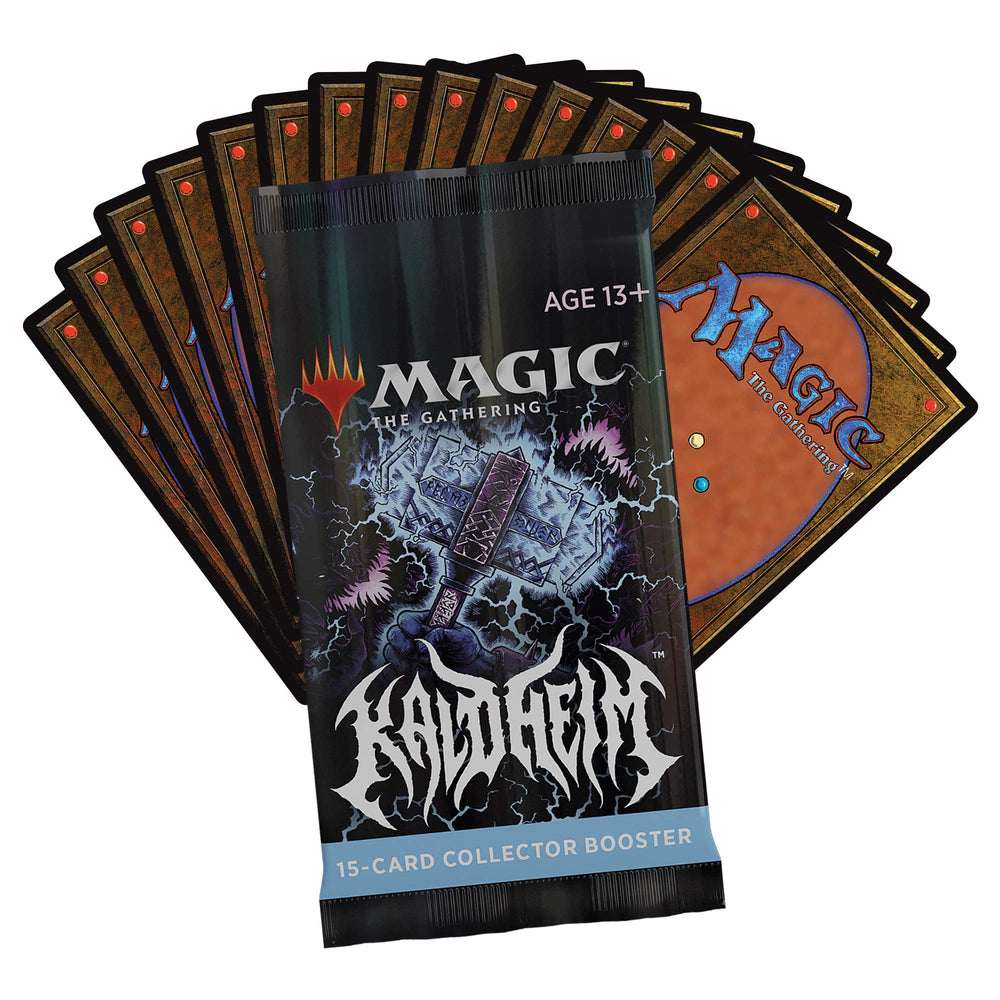 Magic: The Gathering Kaldheim saga card display adds narrative depth.