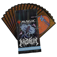 Magic: The Gathering Kaldheim saga card display adds narrative depth.