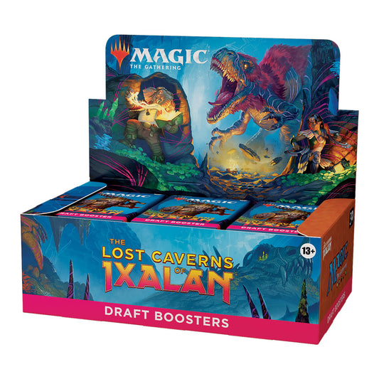 Magic: The Gathering Lost Caverns Ixalan box front for epic draft nights.