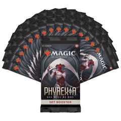 Magic: The Gathering Phyrexia traditional foil land variant on display