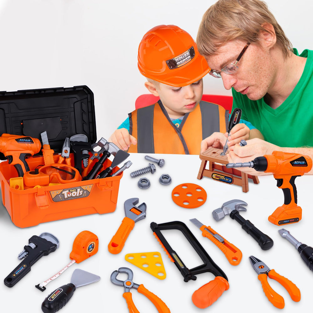 Magic4U assorted tools image highlights a complete pretend workshop for kids.