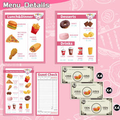 Magic4U diner tray utensils highlights included tools for realistic service pretend play.