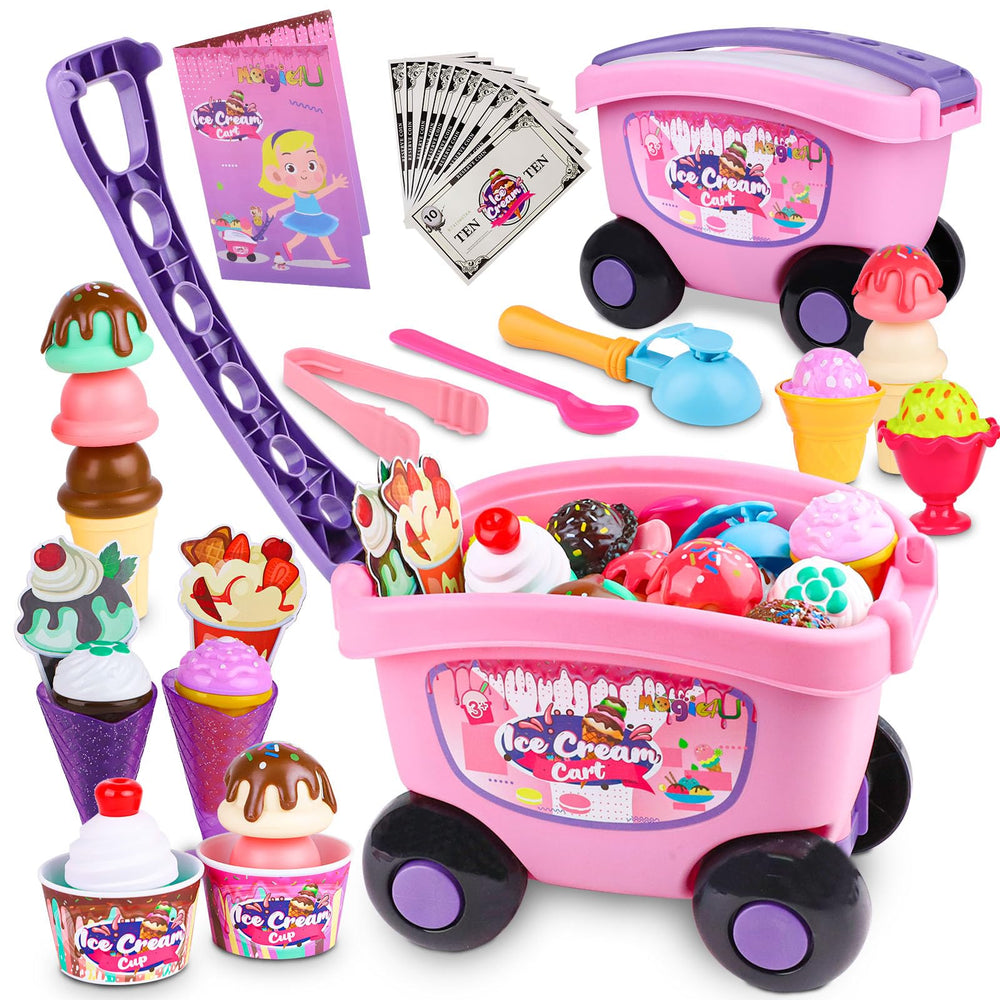 Magic4U ice cream cart with scooper for imaginative pretend play