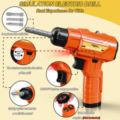 Magic4U Kids Tool Bench Set electric drill showcase with interchangeable bits and realistic sound.