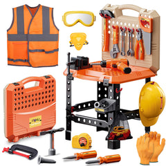 Magic4U Kids Tool Bench Set packaging shows colorful box for engaging pretend play.
