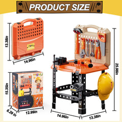 Magic4U Kids Tool Bench Set kids playing together promotes cooperative pretend tasks.