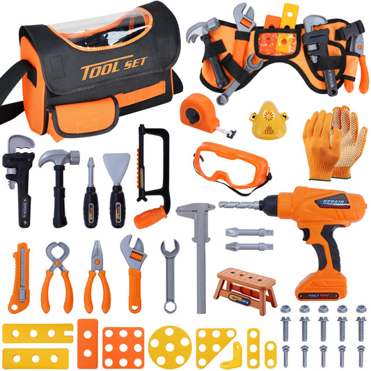 Magic4U kids tool set with bag and belt for organized pretend play.