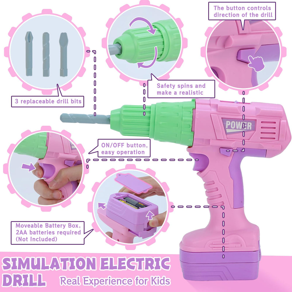 Magic4U tool set saw enables safe pretend building and fine motor practice.