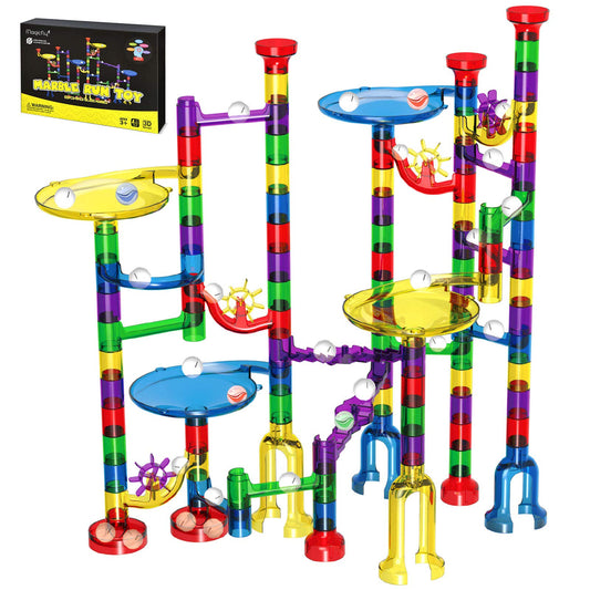 Magicfly Marble Run Set start area shows bright track pieces for creative play.