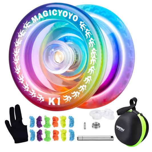MAGICYOYO K1-Plus beginner yo-yo in blue-pink-yellow for learning basic tricks