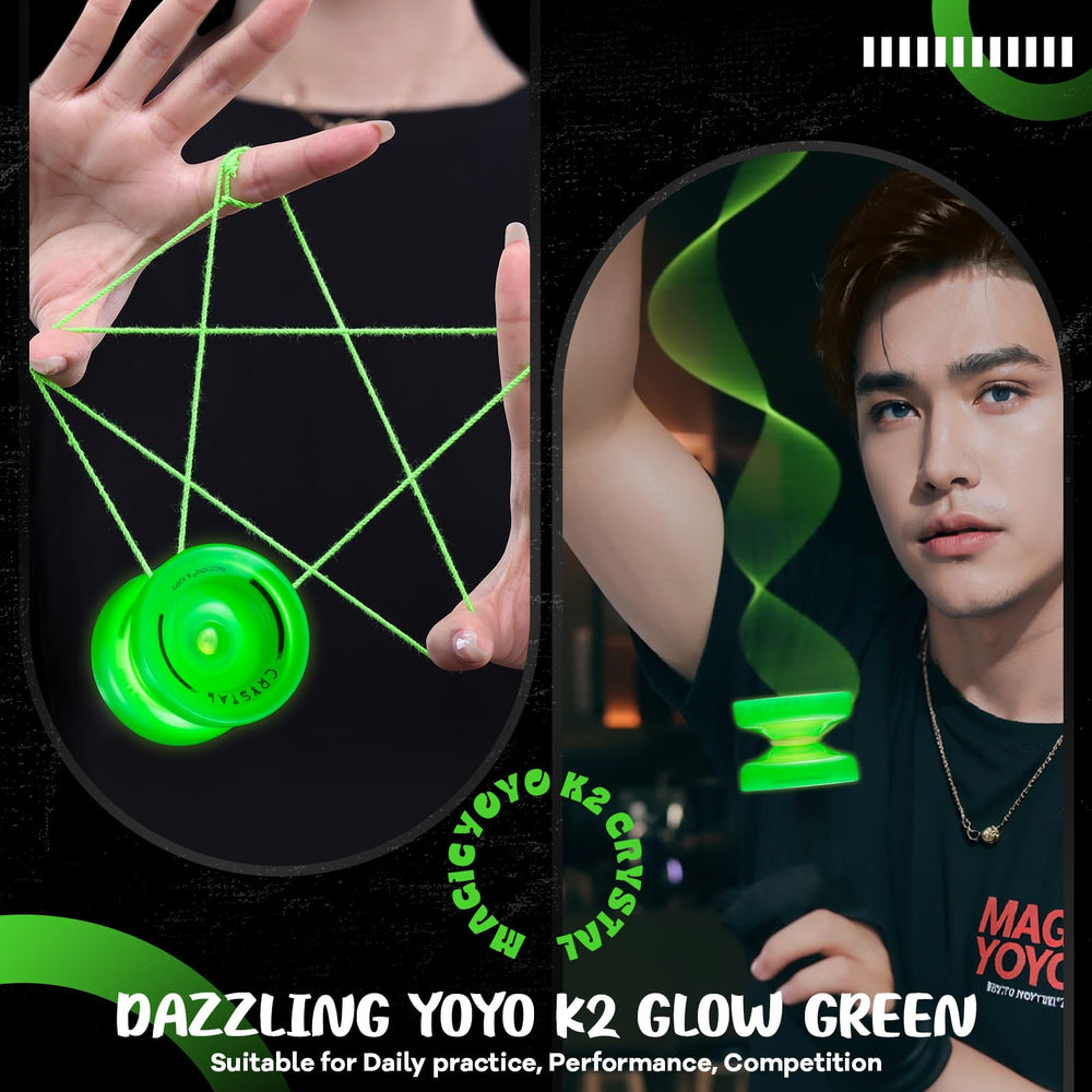 MAGICYOYO K2 Glow Green finger-spin top enables precise fingertip tricks.