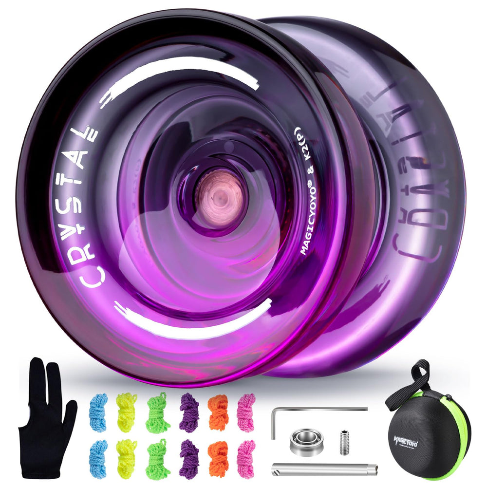 MAGICYOYO K2 Crystal Black Purple front view showing durable plastic construction for practice.