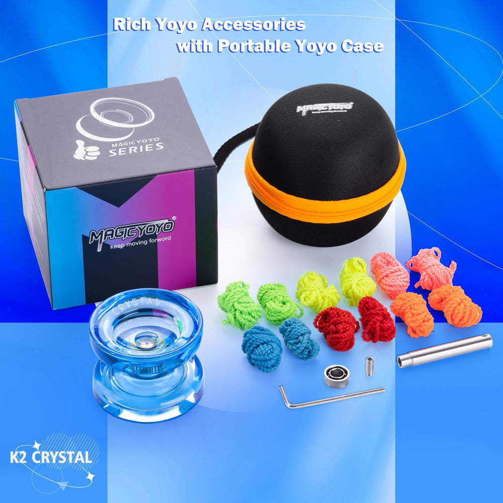 MagicYoyo K2 crystal yoyo blue axle and bearing details.