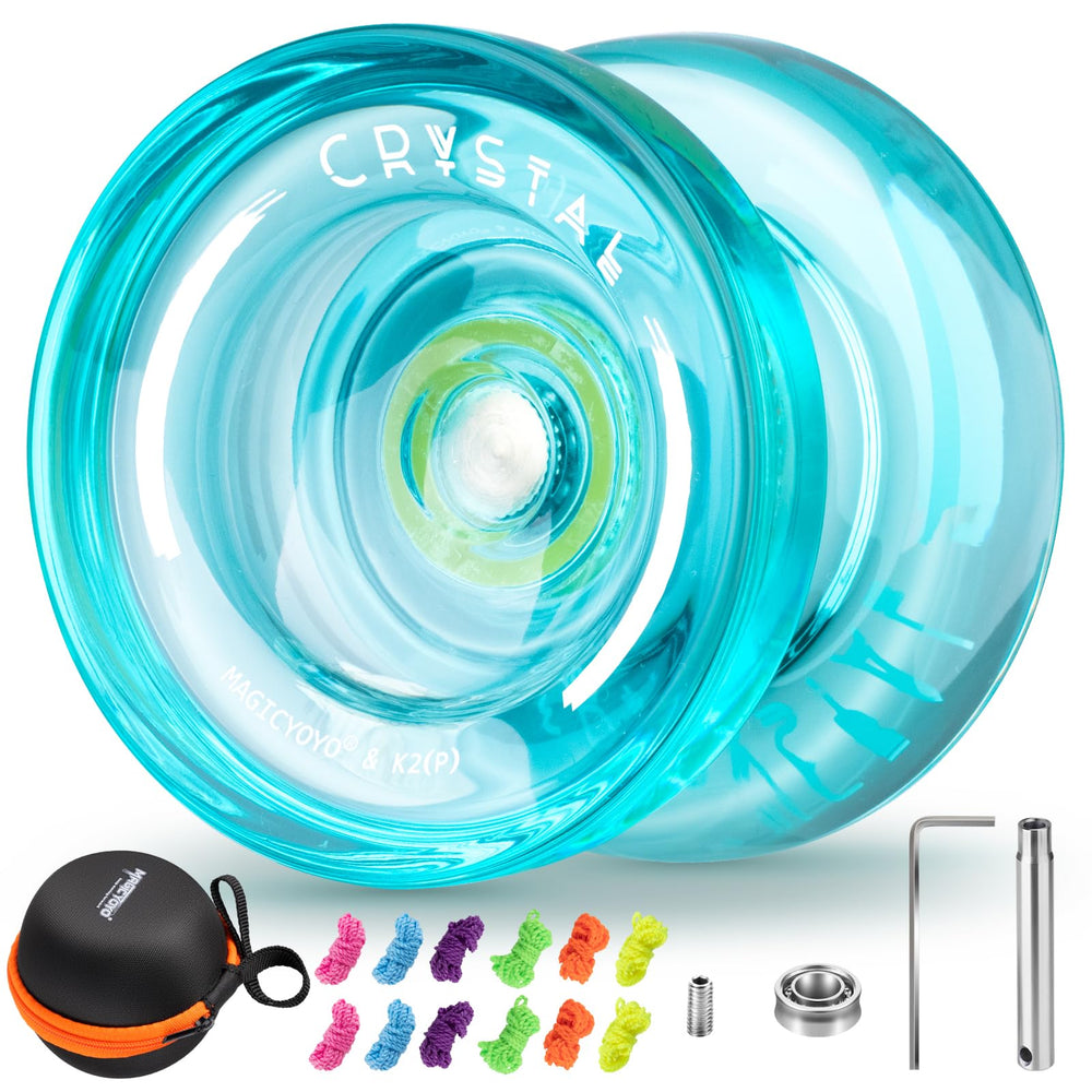 MAGICYOYO K2 Crystal Yoyo in green, front view, durable plastic for easy beginners tricks
