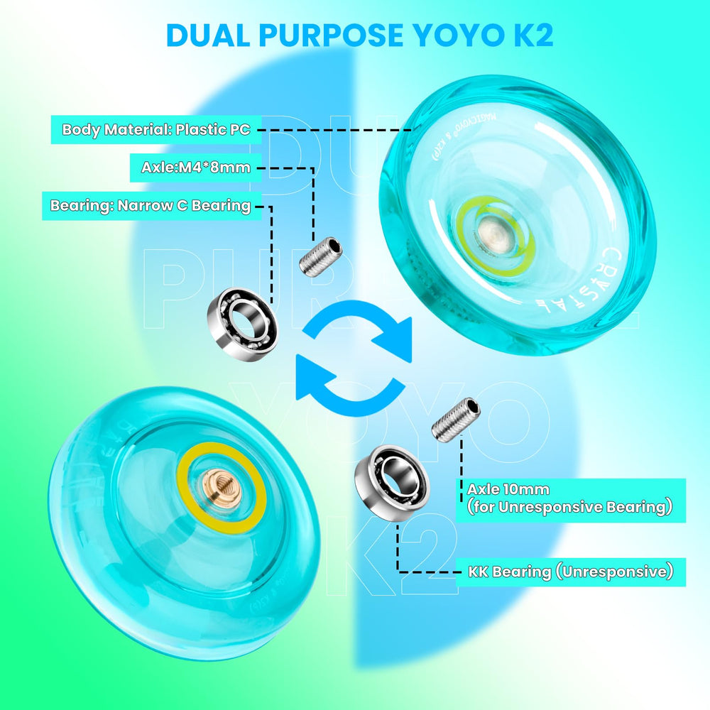 MAGICYOYO K2 Crystal Yoyo with strings pack for continued practice