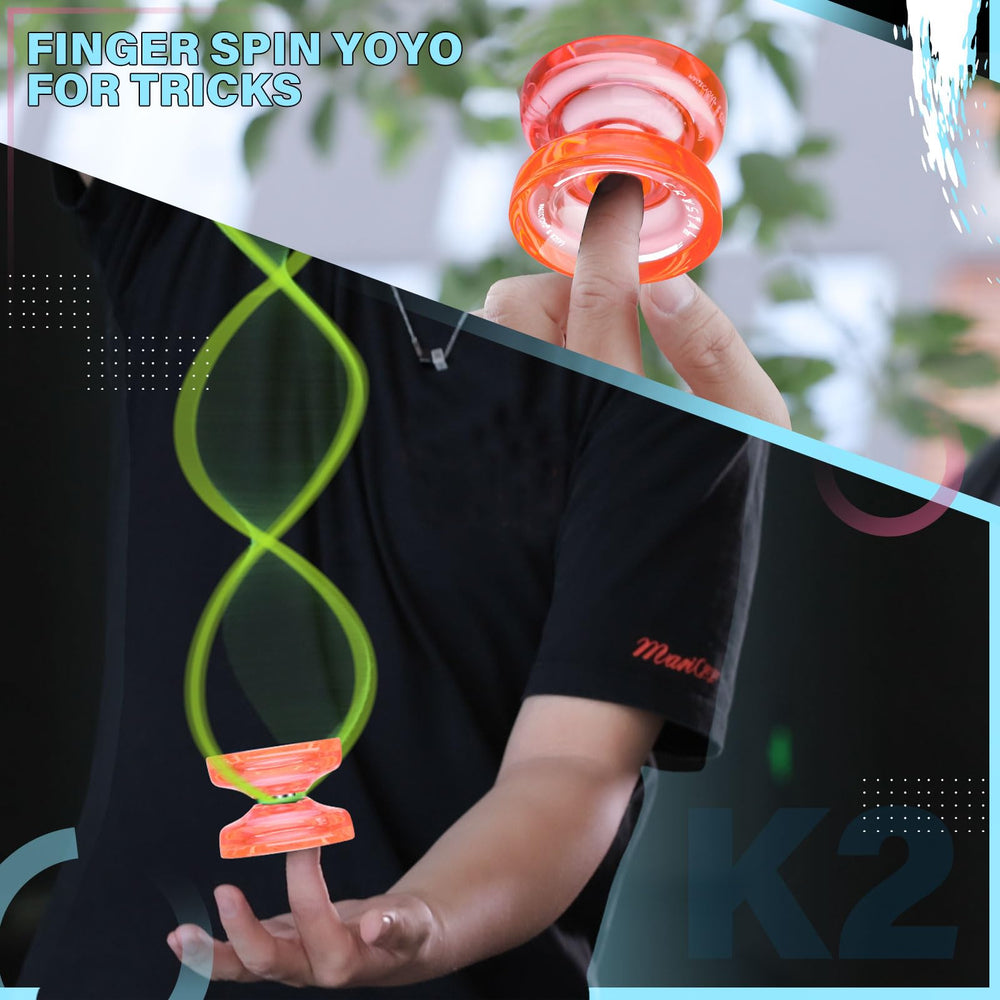 MAGICYOYO K2 Plus Crystal Orange spin action demonstrates smooth tricks and finger spins