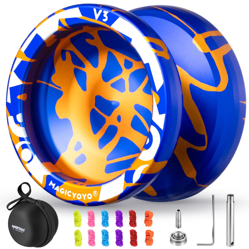 MAGICYOYO V3 blue gold splash front view shows beginner-friendly stability