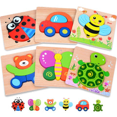 MAGIFIRE wooden puzzle bear for toddlers improves shape recognition and fine motor skills.
