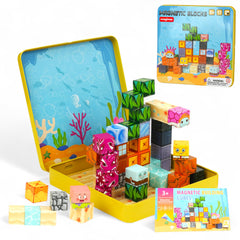 Maginoo 49PCS mini magnetic blocks ocean life designs for imaginative STEM play.