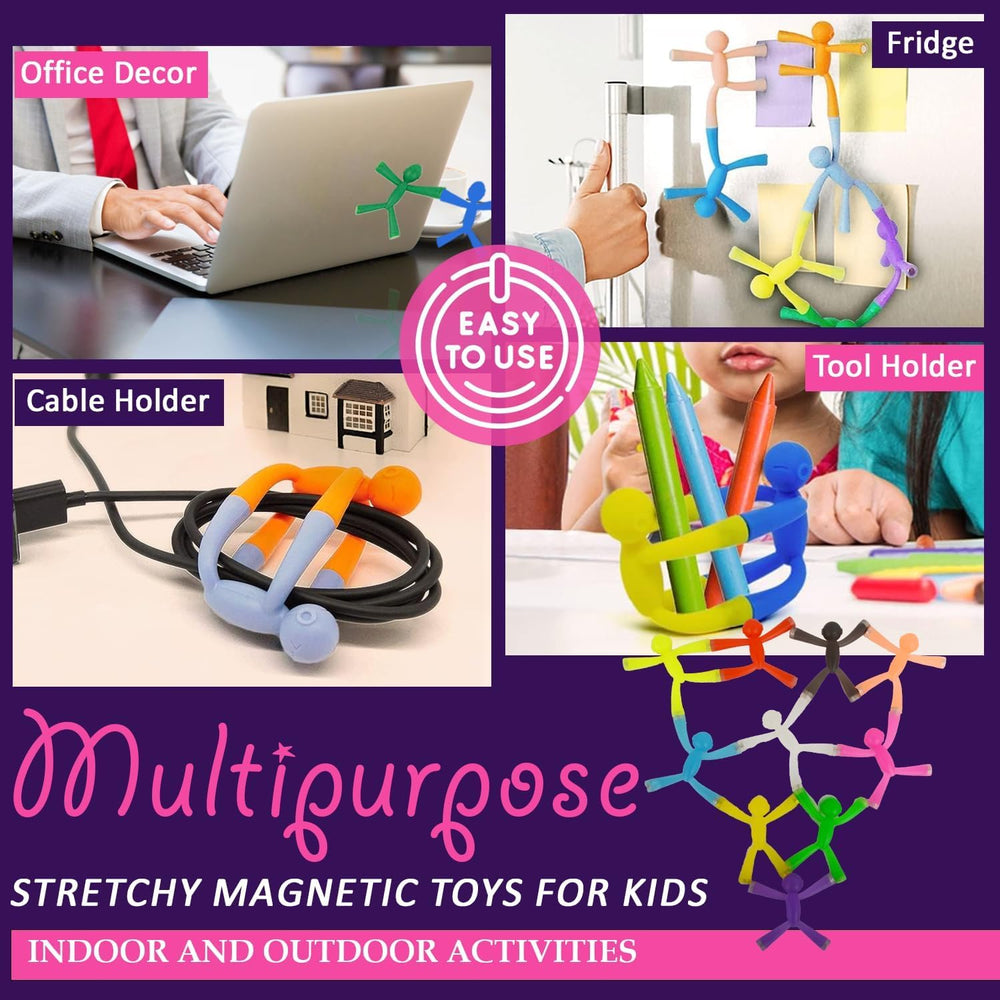 MAGMEN poseable-limb figures showcase magnetic connections for towers and chains.