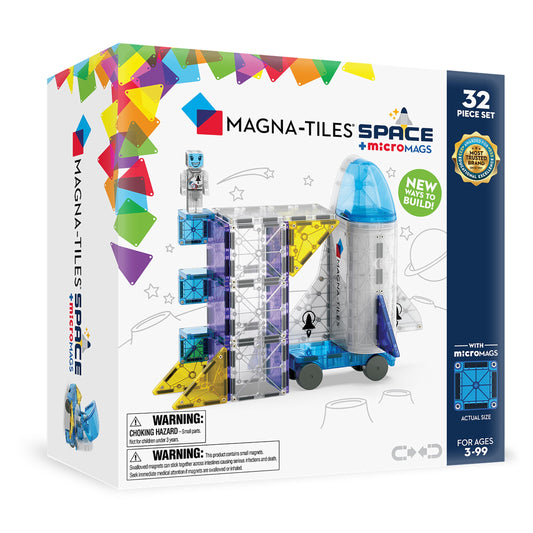 MAGNA-TILES Space Shuttle storage feature keeps pieces tidy for quick play sessions.