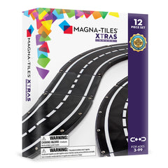 MAGNA-TILES XTRAS Roads 12-Piece set builds highways with magnetic ease for creative play.