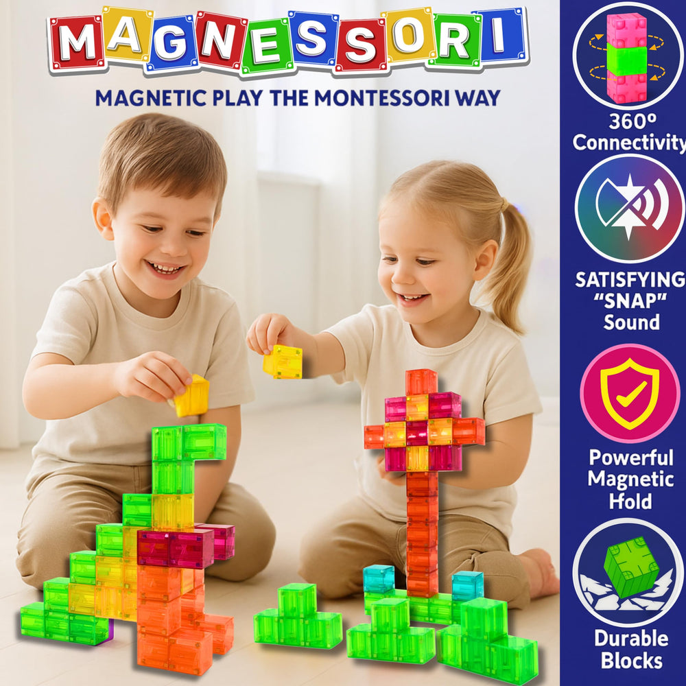 MAGNESSORI blocks forming letters and animals with magnets for stable construction