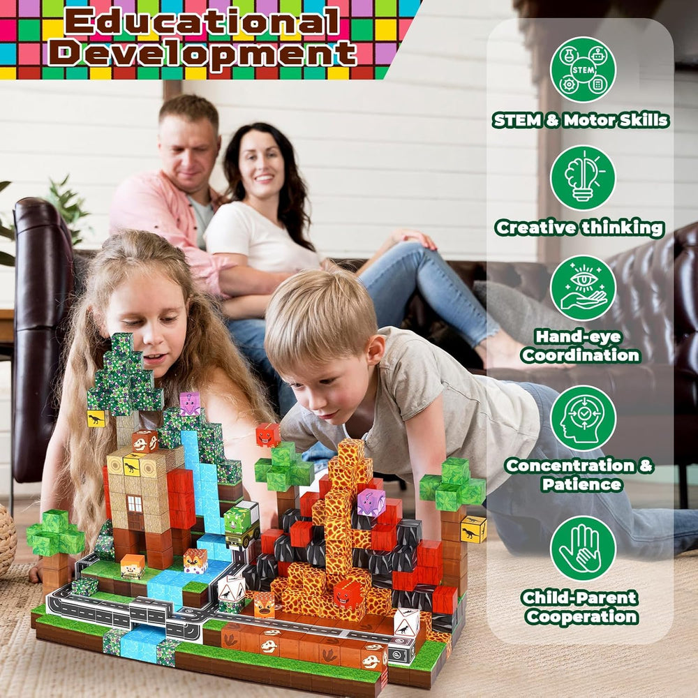 Magnetopia blocks in action showing magnetic connections during play