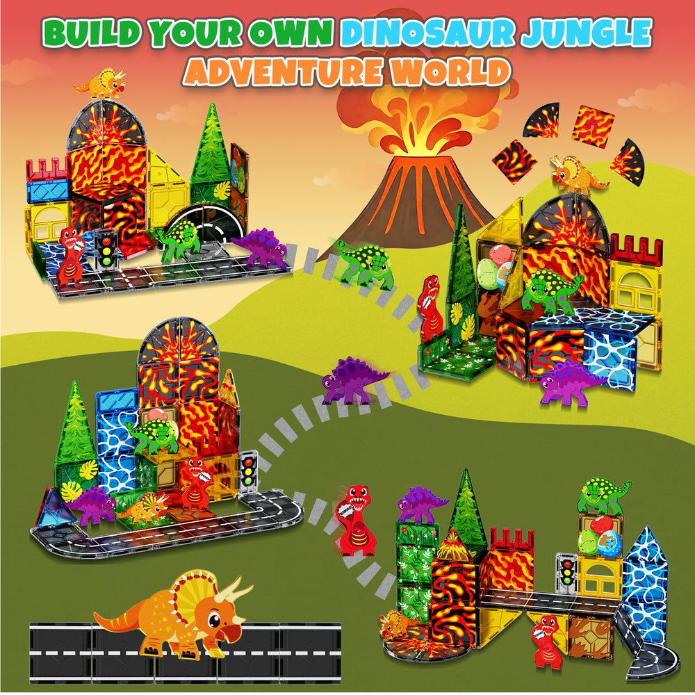 Magnetopia dinosaur tiles ash landscape for storytelling adventures