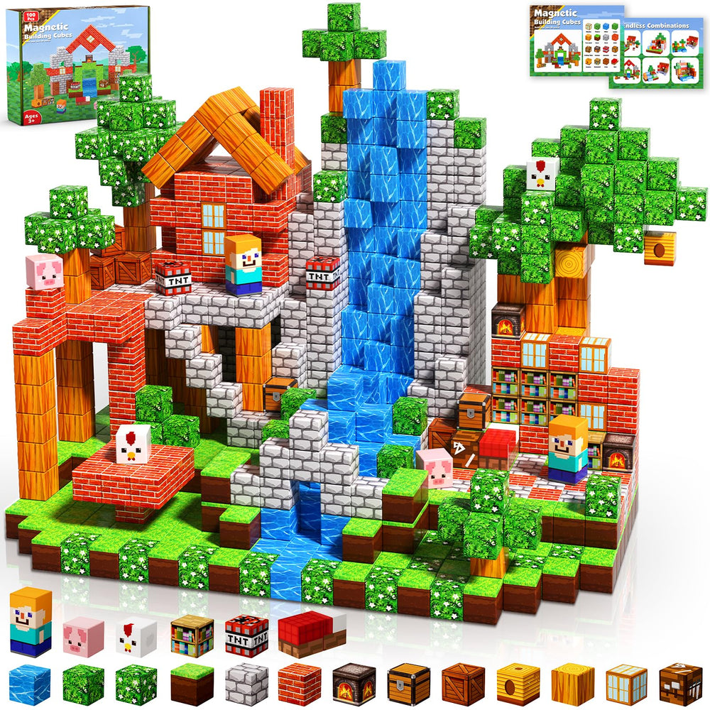 Magnetopia magnetic blocks: 100-piece collection for creative construction and imaginative play.