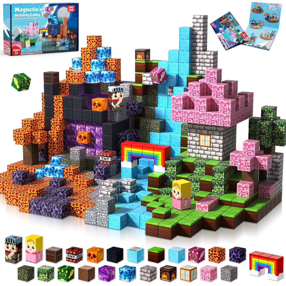 Magneverse 150-piece magnetic cubes in a display box for versatile building play.