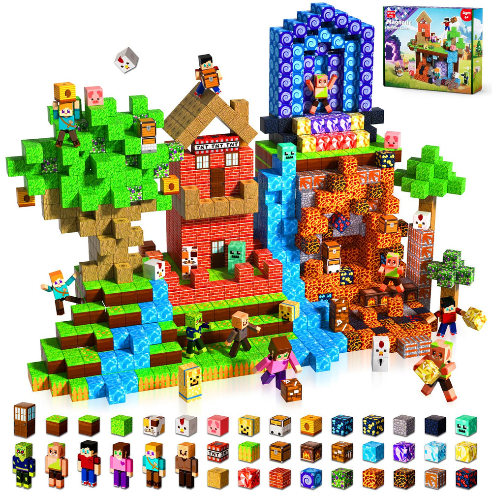 Magneverse 210-pcs magnetic blocks with storage box for organized play.