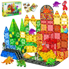 Magneverse Dinosaur Tiles Volcano Scene for imaginative volcano builds and creative play.