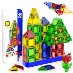 Magneverse Mini Tiles travel tin box for mess-free play on the go.