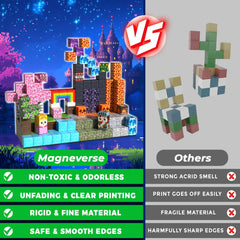 Magneverse magnetic cubes made from safe, durable materials for worry-free play.