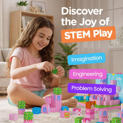 Magnezo colorful cubes close-up highlights magnets and smooth edges for safe play.