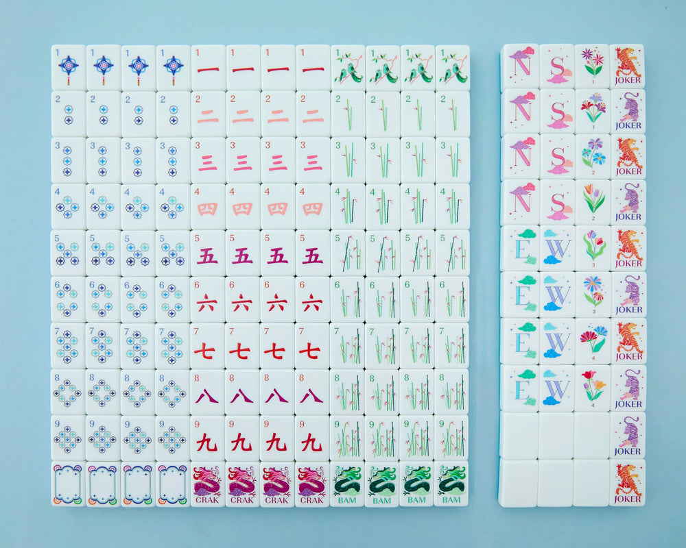 Celestial acrylic tiles set of 160 by Mahjong Co for durable, vibrant play.
