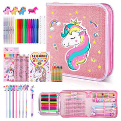MAIGOZON 53-piece markers in a unicorn case for vibrant coloring fun
