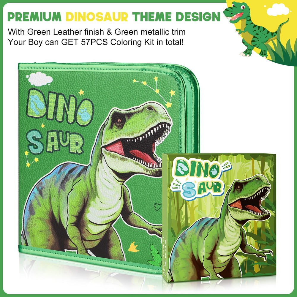 MAIGOZON glitter dinosaur pencil case front view for organized crafts