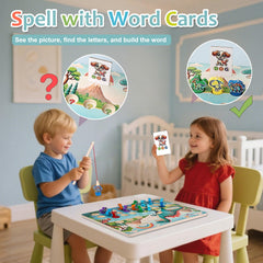 Mailuren dinosaur cards and board for letter-to-word matching activities