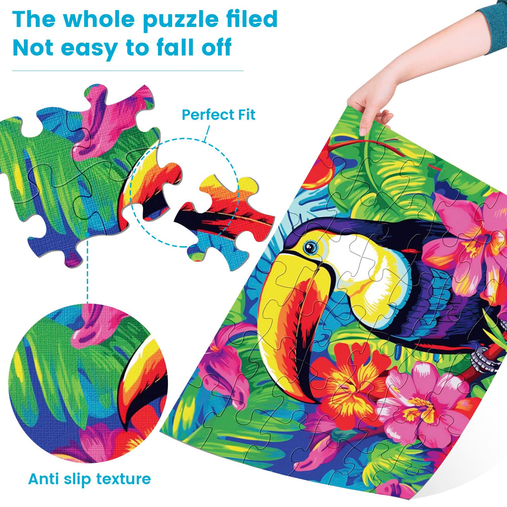 Maiqufa puzzles finish at 14.7 x 10 inches for comfortable viewing.