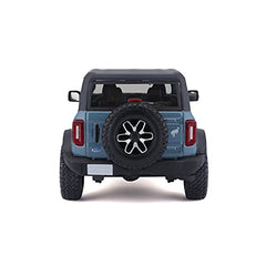 Maisto Bronco Badlands blue detailed chassis emphasizes precise scale accuracy for collectors