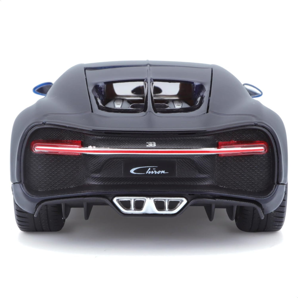 Maisto Bugatti Chiron die-cast metal body with plastic details for durability and realism.