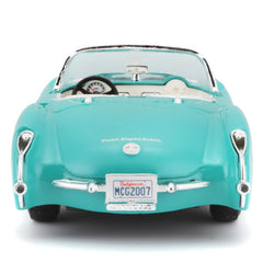 Maisto 1:24 Corvette turquoise engine compartment showcases accurate detailing.