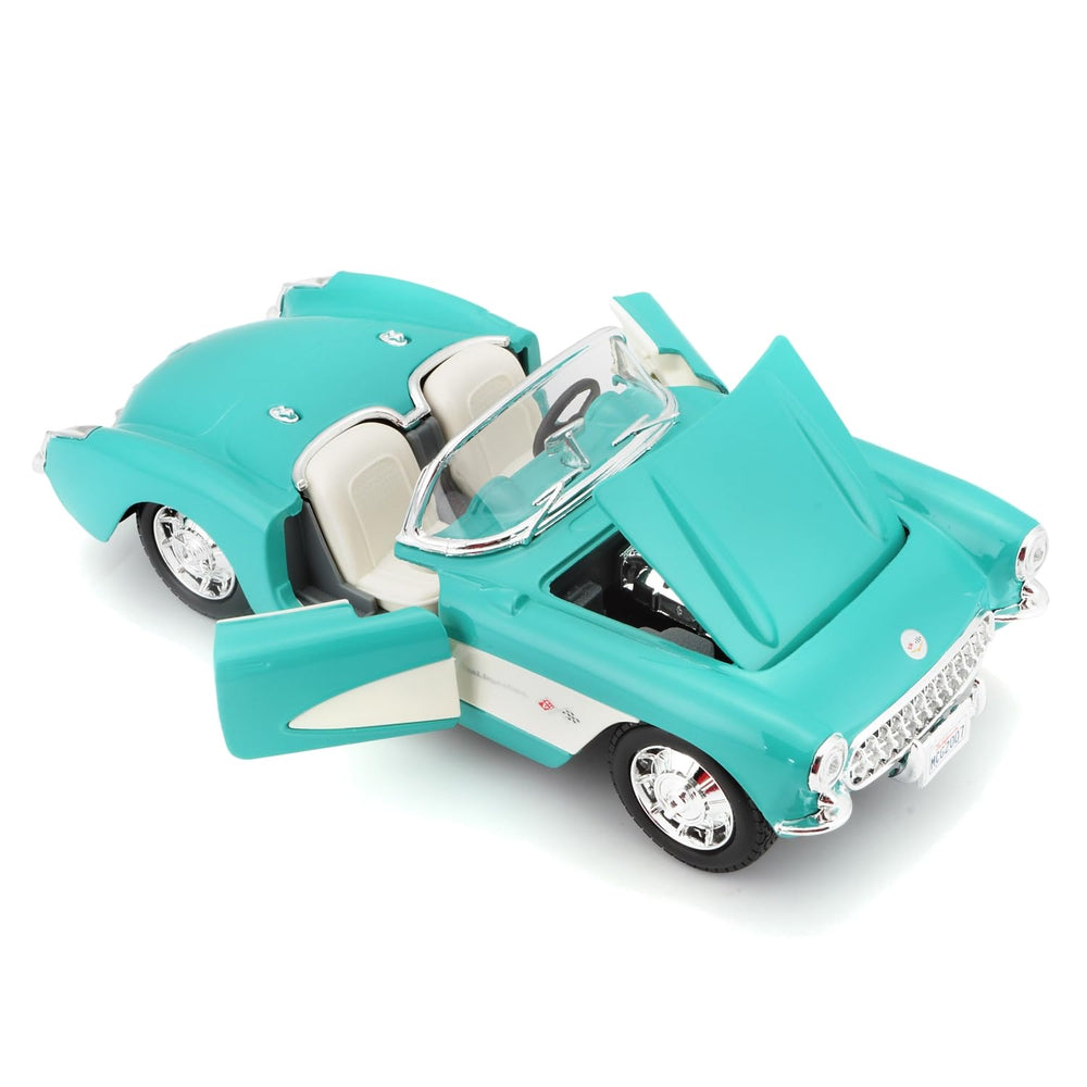 Maisto 1:24 Corvette turquoise rear view showing detailed rear styling.