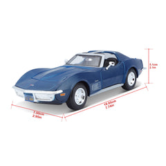 Maisto Corvette blue interior-detailed view reveals realistic cockpit.