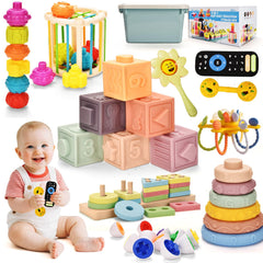 Majabike sensory bin and storage cube for organized play sessions.