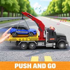 MAJCL tow truck with lights and sounds for realistic nighttime play.