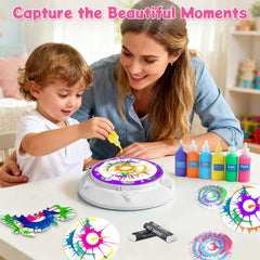 Make It Super Spin Art Machine Kit artboards offer shapes for varied designs.